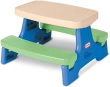 Load image into Gallery viewer, Little Tikes Easy Store Jr. Picnic Table with Umbrella - Blue / Green