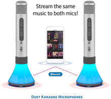 Load image into Gallery viewer, Singing Machine 2-Pk. Duet Karaoke Microphones with Portable Bluetooth Speaker