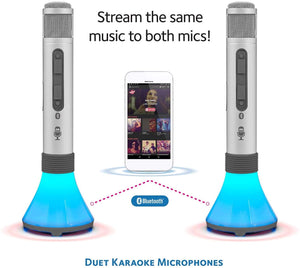 Singing Machine 2-Pk. Duet Karaoke Microphones with Portable Bluetooth Speaker