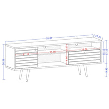 Load image into Gallery viewer, Manhattan Comfort Liberty Collection Mid Century Modern TV Stand With Three Shelves, One Cabinet and One Drawer With Splayed Legs, Yellow/Wood