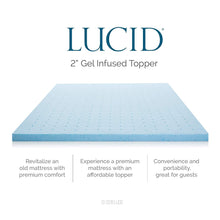 Load image into Gallery viewer, LUCID 2&quot; Gel Infused Ventilated Memory Foam Mattress Topper Full X-Large