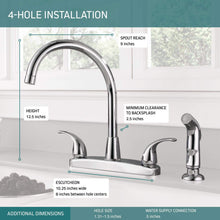 Load image into Gallery viewer, Peerless Tunbridge 2-Handle Kitchen Sink Faucet with Side Sprayer, Chrome P299578LF