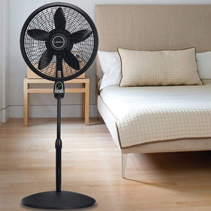 Lasko 1843 18″ Remote Control Cyclone Pedestal Fan with Built-in Timer, Black Features Oscillating Movement and Adjustable Height