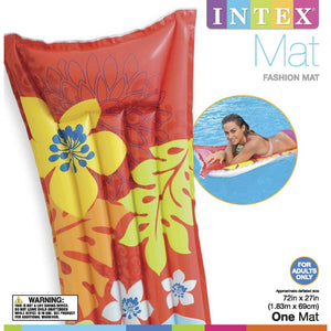 Intex Inflatable Fashion Air Mat, 72" X 27", 1 Pack (Colors May Vary)