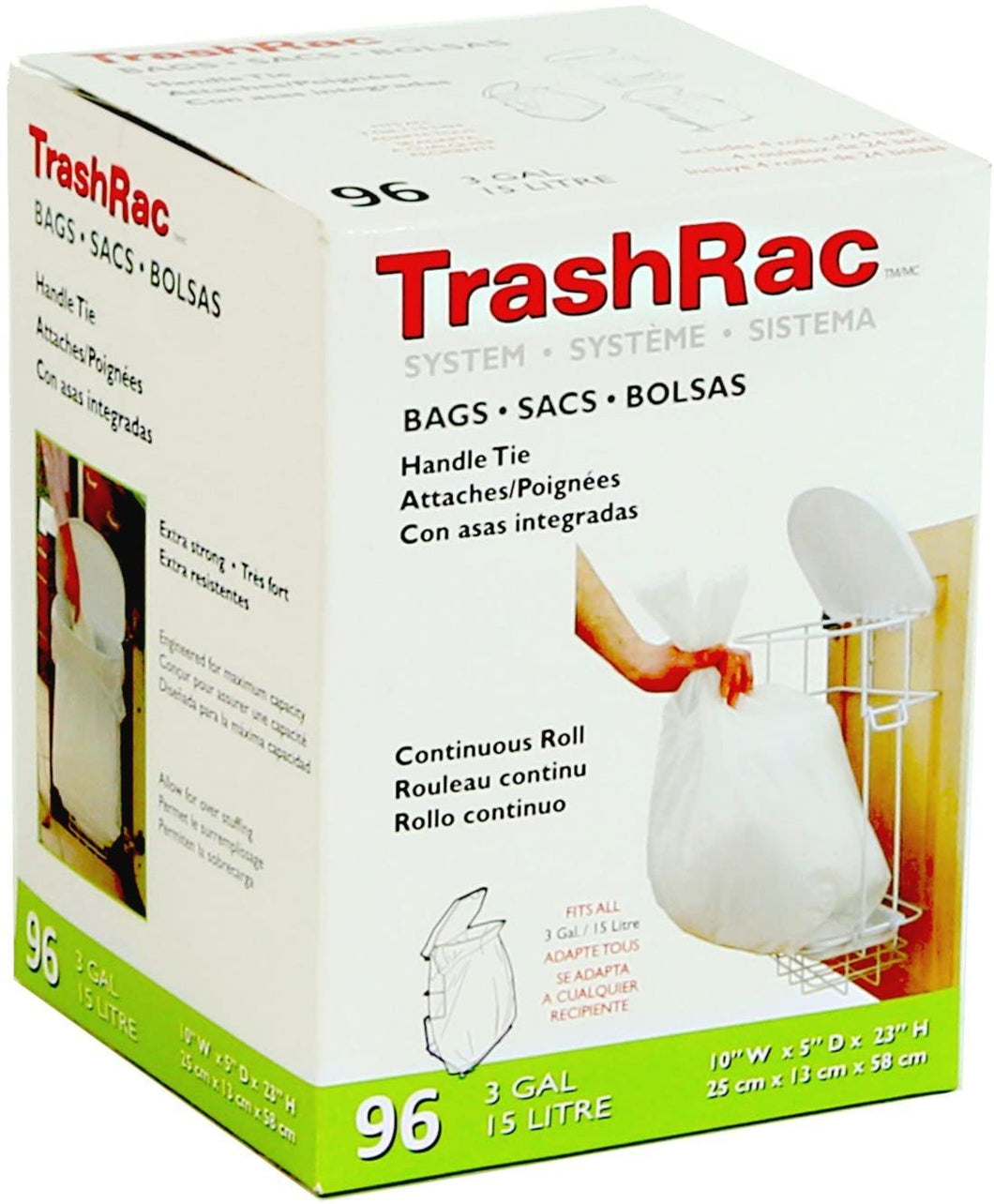 TRASHRAC 87096 96Ct 3 Gal Bag, Pack of 1, 96 Count