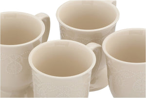 The Pioneer Woman Cowgirl Lace 4-Piece Mug Set (Linen)