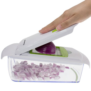 Freshware KT-405 4-in-1 Onion Chopper, Vegetable Slicer, Fruit and Cheese Cutter Container with Storage Lid
