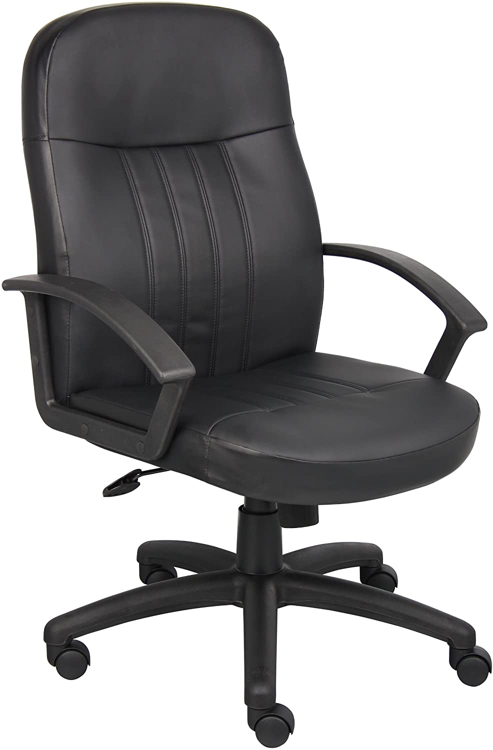 Boss Office Products Executive Leather Budged Chair in Black
