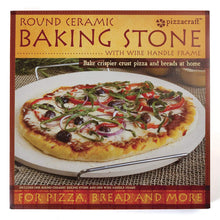 Load image into Gallery viewer, Pizzacraft PC0001 Round Ceramic Pizza Stone with Wire Frame, 15“Diameter