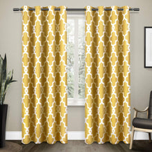 Load image into Gallery viewer, Exclusive Home Ironwork Sateen Woven Blackout Grommet Top Curtain Panel Pair, Sundress Yellow, 52x84