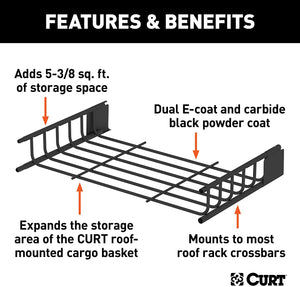 CURT 18117 21 x 37-Inch Roof Rack Extension for CURT Rooftop Cargo Carrier 18115