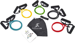 Prosource Fit Premium Heavy Duty Double Dipped Latex Stackable Resistance Band with Door Anchor and Exercise Chart