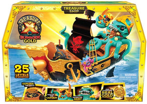 Treasure X Sunken Gold Treasure Ship Playset - 25 Levels of Adventure | Find Guaranteed Real Gold Dipped Treasure | Interactive Fun for All, Treasure Hunter