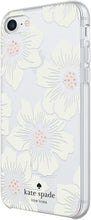 Load image into Gallery viewer, Kate Spade New York Phone Case|For Apple iPhone 8, iPhone 7, iPhone 6S, and iPhone 6|Protective Phone Cases with Slim Design, Drop Protection,and Floral Print-Hollyhock Cream/Blush/Crystal Gems/Clear