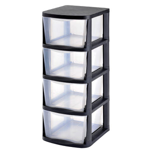 Muscle Rack PDT4 4 Drawer Tower, Black Frame with Clear Drawers