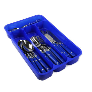 Gibson 24-Piece Stainless Steel Flatware Set with Blue Plastic Handle