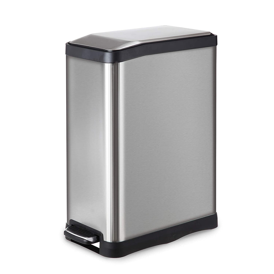 Home Zone Stainless Steel Kitchen Trash Can with Semi-Round Design and Step Pedal