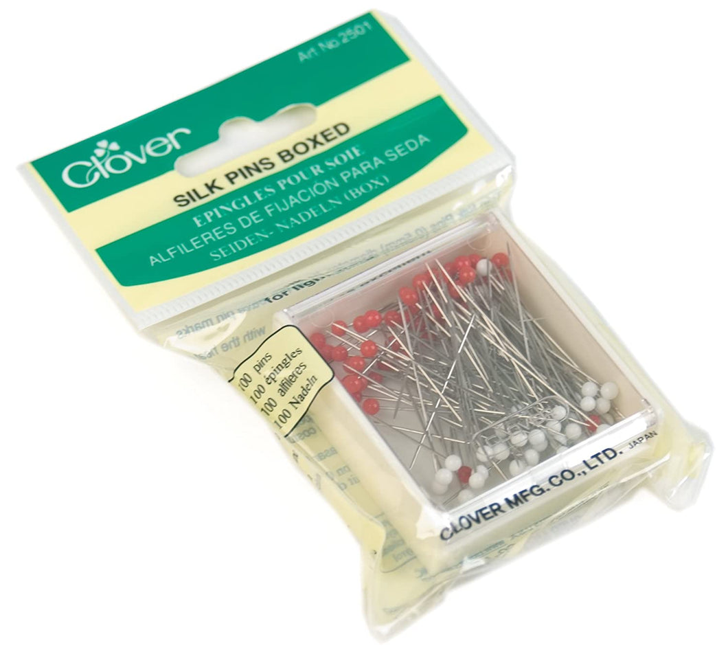 Clover Silk Pins Boxed, 100 Per Pack