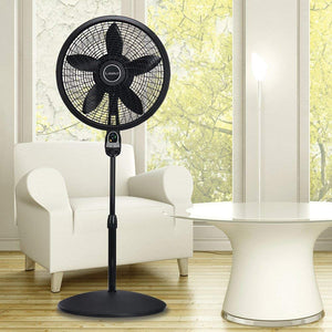 Lasko 1843 18″ Remote Control Cyclone Pedestal Fan with Built-in Timer, Black Features Oscillating Movement and Adjustable Height