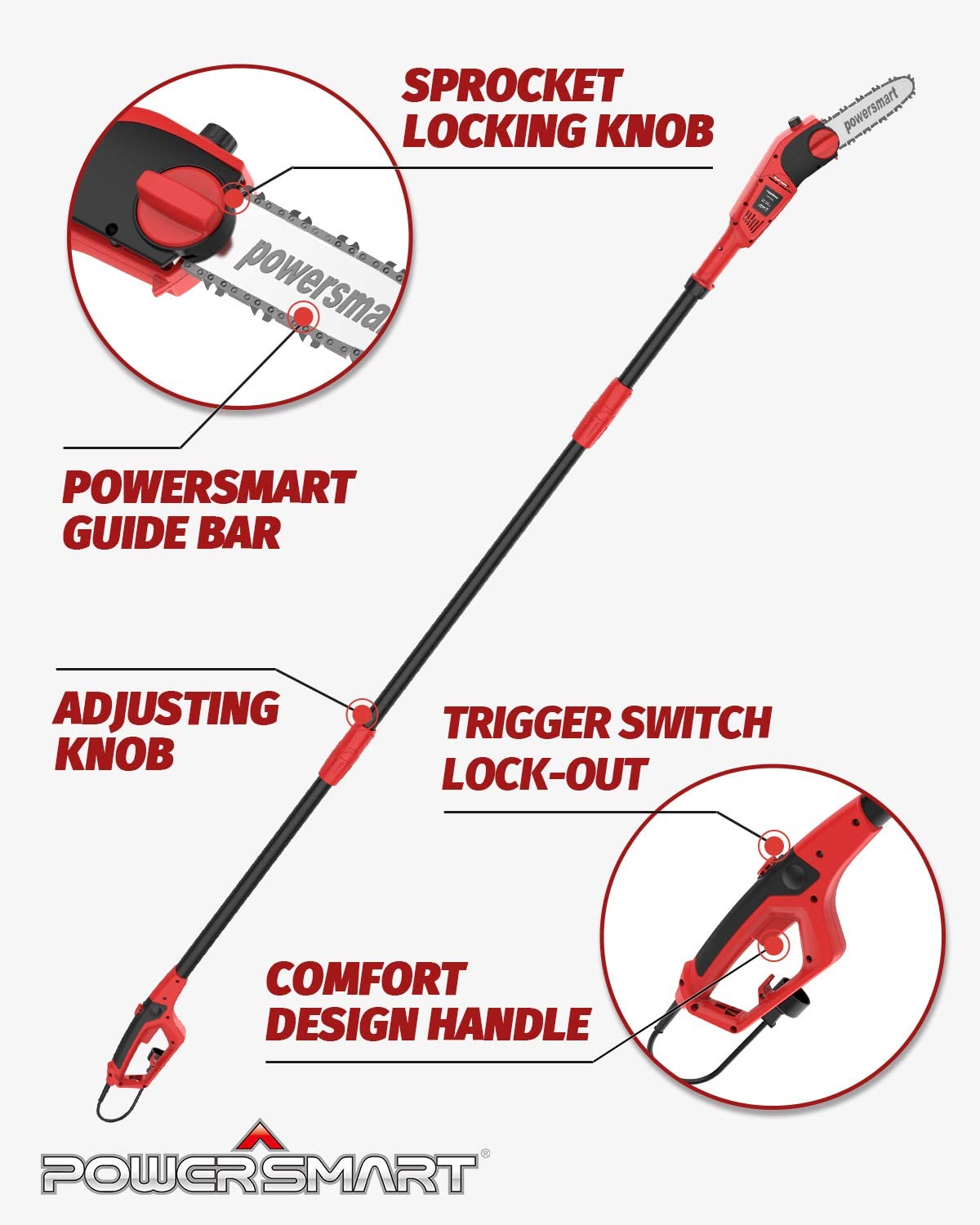 Powersmart 8-in 6-Amp Corded Electric Pole Saw