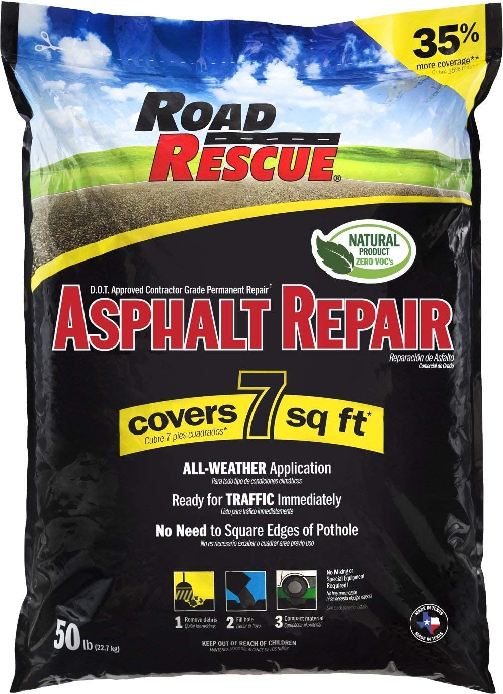 Road Rescue AP-500 10 Pack; Asphalt Repair 50 Lb. Asphalt Repair (10 Pack), Black