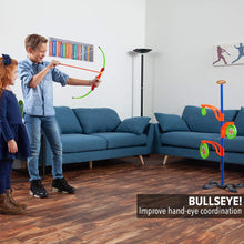 Load image into Gallery viewer, Sport Squad Precision Bullseye Magnetic Target Challenge Game - Ideal Accessory for Nerf Target Practice - Includes Bow and Arrow for Kids and Flying Discs - Archery Toy Set for Boys and Girls, Multi-colored, Model:SSD1003