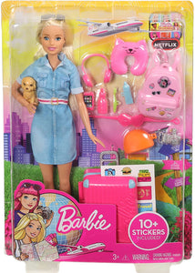 Barbie Doll and Travel Set, with pet, luggage and accessories