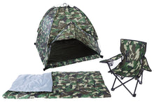 Load image into Gallery viewer, Pacific Play Tents 23335 Kids Green Camo Dome Tent Set with Sleeping Bag and Chair