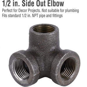 1/2" Specialty Multi Way Pipe Fittings by Pipe Décor, Industrial Steel Grey, For Building Tables, Chairs, Shelving and Other Custom Furniture, Fits Standard Half Inch Pipes and Nipples