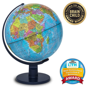 Waypoint Geographic Scout 12" Globe Globe For Kids & Teachers - More than 4, 000 name Places - Great Color & Unique Construction - Up-To-Date World Globe - with Stand