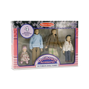 Melissa & Doug  4-Piece Victorian Vinyl Poseable Doll Family for Dollhouse - 1:12 Scale
