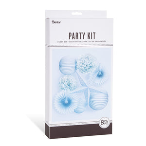 Darice 8 Piece Light Blue Themed, Lanterns, Stars and Fans Party Décor Kit
