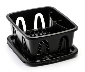 Camco Durable Mini Dish Drainer Rack and Tray Perfect for RV Sinks, Marine Sinks, and Compact Kitchen Sinks- Black (43512)
