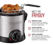 Load image into Gallery viewer, Chefman Fry Guy Deep Fryer with Removable Basket, Easy-to-Clean Non-Stick Coating and Cool-to-Touch Exterior, Adjustable Temperature Control, 4.2 Cup/ 1 Liter Capacity, Stainless Steel