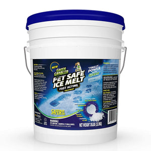 Green Gobbler Pet Safe Ice Melt Fast Acting Treatment | Magnesium Chloride Ice Melt Pellets | Pet & Plant Safe Ice Melter (25lb Pail)
