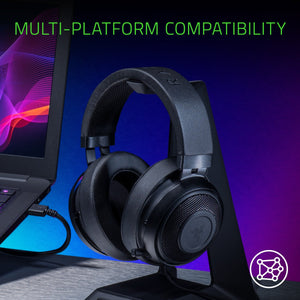 Razer Kraken Pro V2: Lightweight Aluminum Headband - Retractable Mic - In-Line Remote - Gaming Headset Works with PC, PS4, Xbox One, Switch, & Mobile Devices - Black