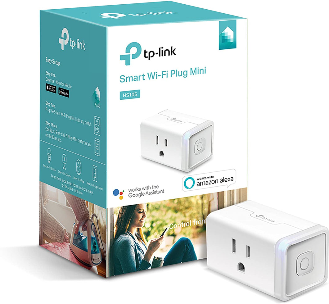 Kasa Smart Plug by TP-Link, Smart Home WiFi Outlet works with Alexa, Echo,Google Home & IFTTT,No Hub Required, Remote Control, 15 Amp, UL certified, 1-Pack (HS105)