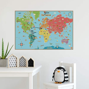 Wall Pops WPE0624 Kids World Dry Erase Map Decal Wall Decals