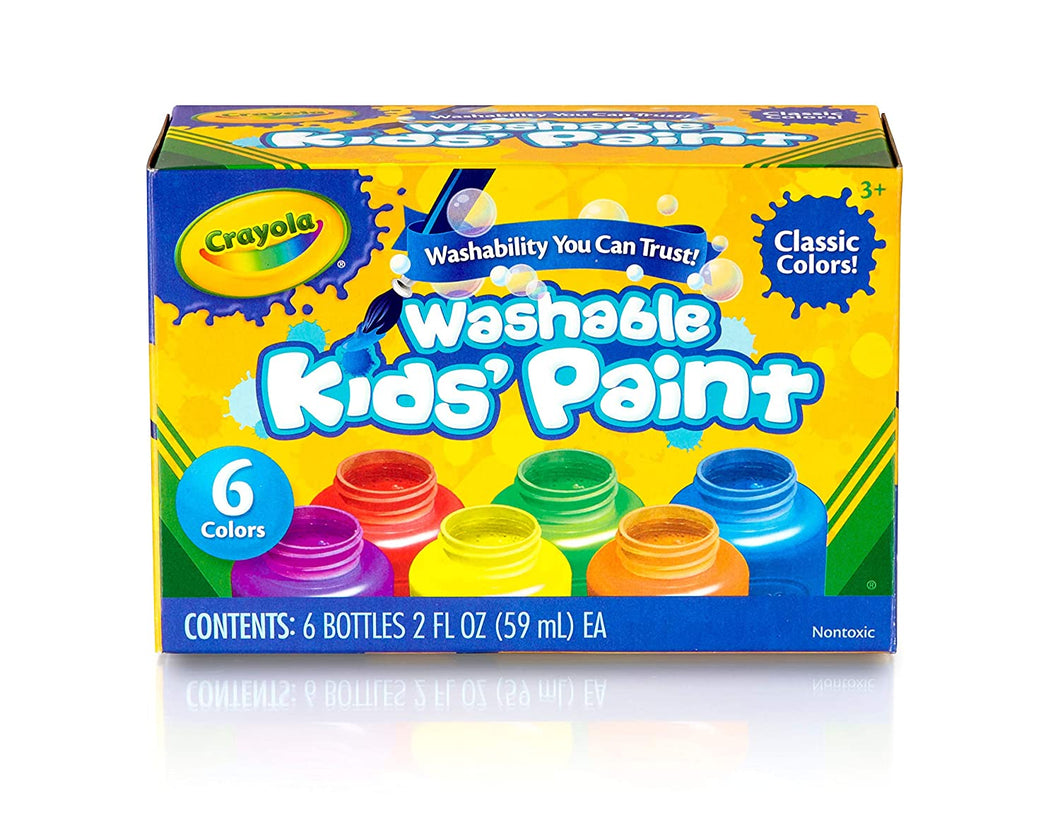 Crayola Paint Art Set, Contains Big Paint Brushes (4 Count Round), Paint Canvas (2 Boards) and Washable Kid's Paint (6 Count)(VAR)
