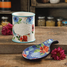 Load image into Gallery viewer, The Pioneer Woman Floral 2-Piece Mini Utensil Crock and Spoon Rest