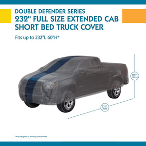 Duck Covers Double Defender Pickup Truck Cover for Extended Cab Short Bed Trucks up to 19' 4"