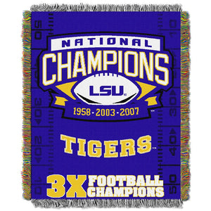The Northwest Company Officially Licensed NCAA LSU Tigers Commemorative Woven Tapestry Throw Blanket, 48" x 60"