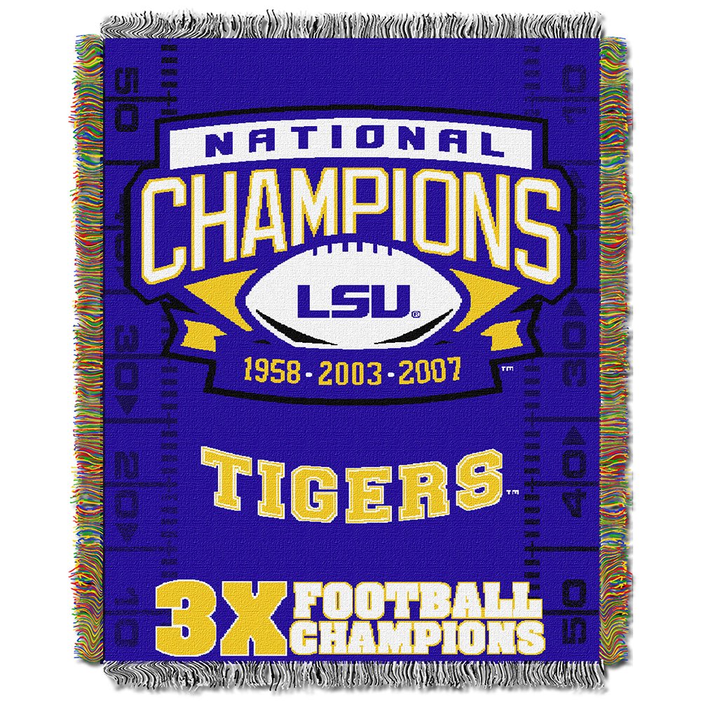 The Northwest Company Officially Licensed NCAA LSU Tigers Commemorative Woven Tapestry Throw Blanket, 48