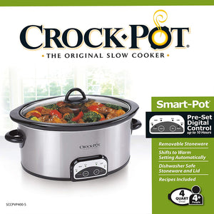 Crock-Pot 4-Quart Smart-Pot Programmable Slow Cooker, Silver