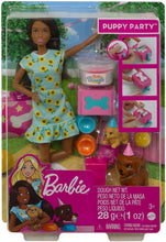 Load image into Gallery viewer, Barbie Doll (11.5-inch Brunette) and Puppy Party Playset with 2 Pet Puppies, Dough, Cake Mold and Accessories, Gift for 3 to 7 Year Olds