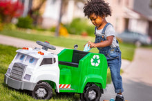 Load image into Gallery viewer, Kid Trax Real Rigs Toddler Recycling Truck Interactive Ride On Toy, Kids Ages 1.5-4 Years, 6 Volt Battery and Charger, Sound Effects, 9 Recycling Accessories Included (KT1535TG) , Green