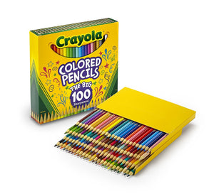 Crayola 688100 Long Barrel Colored Woodcase Pencils, 3.3 mm, 100 Assorted Colors/Set