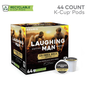 Laughing Man Colombia Huila, Single Serve Coffee K-Cup Pod, Dark Roast, 44