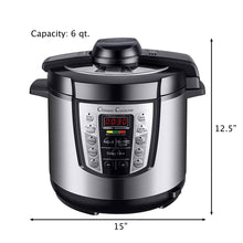Load image into Gallery viewer, Multi-Cooker 4-in-1 Pressure Cooker, Slow Cooker, Rice Cooker, Steamer with 10 programmed settings and start delay timer – 6 Quart by Classic Cuisine