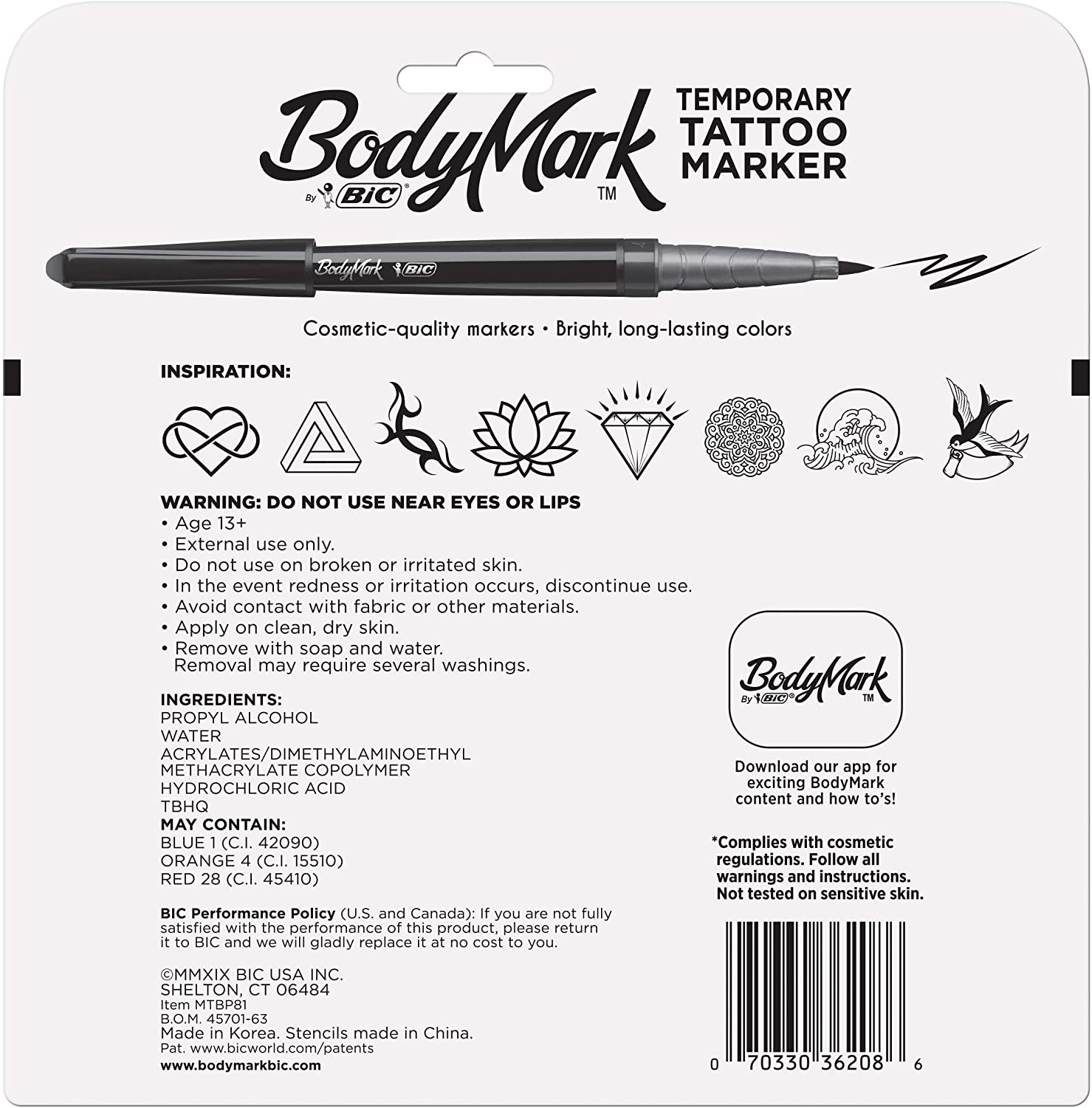  BodyMark By BIC, Temporary Tattoo Marker, New
